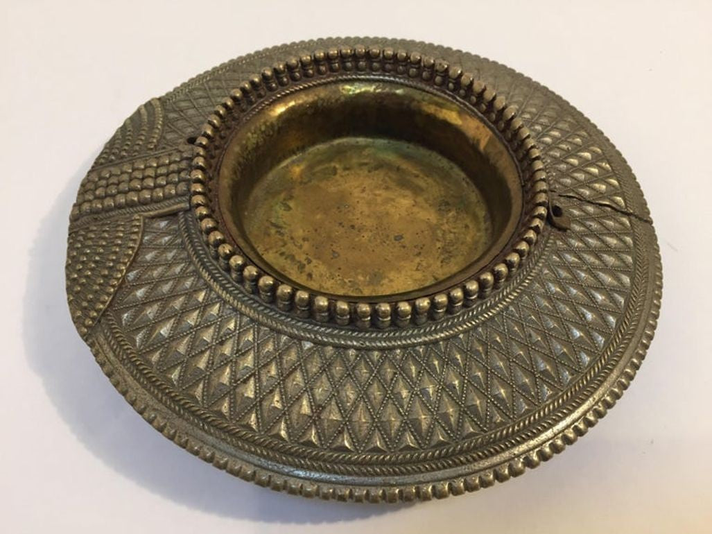 Antique Indian Dhokra Tribal Brass Anklet Repurposed as Catchall, circa 1920