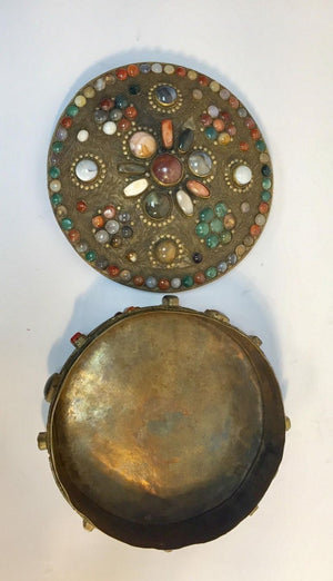 Large Vintage Agate Inlaid Moorish Wedding Jewelry Dressing Box