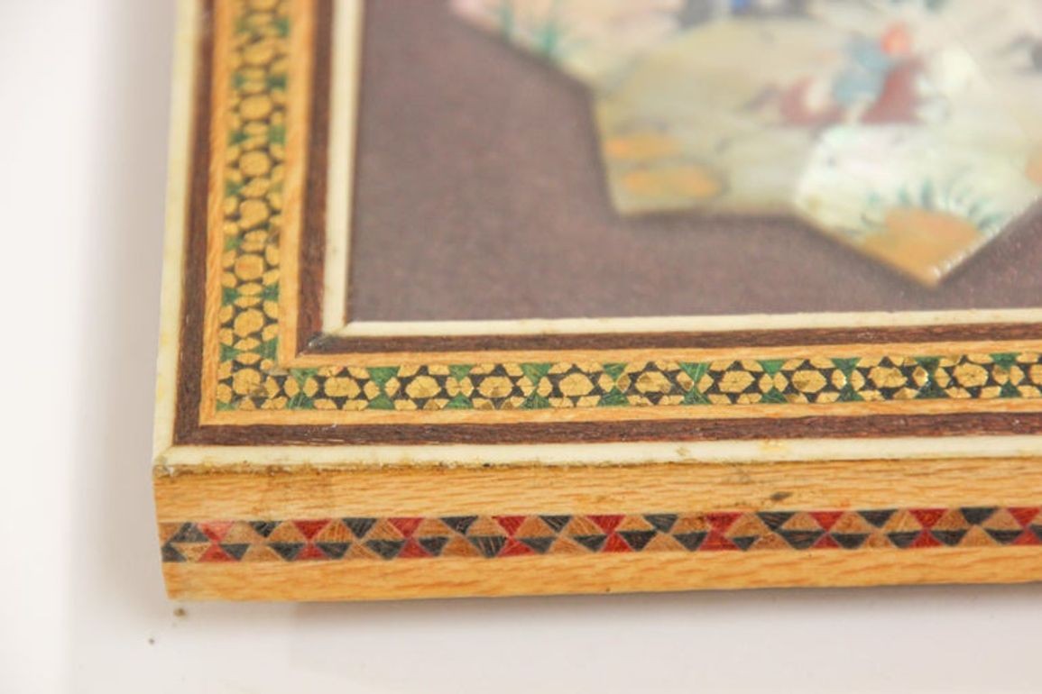 Framed Middle Eastern Miniature Painting on Shell