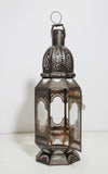 Moroccan Metal and Clear Glass Candle Lantern