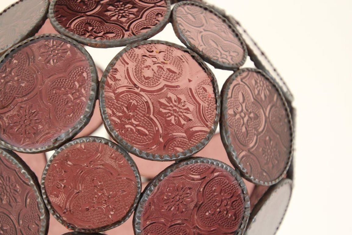 Handcrafted Moroccan Moorish Lavender Glass Lantern or Orb Pendant