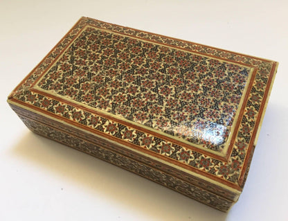 Handcrafted Persian Micro Mosaic Box with Geometric Design, 1940