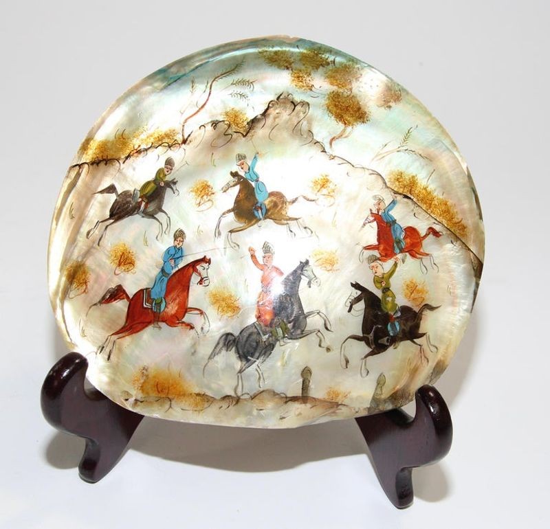 Middle Eastern Miniature Painting on Shell