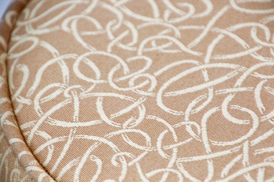 Moroccan Art Deco Style Pouf Upholstered in Gold Fabric Stool