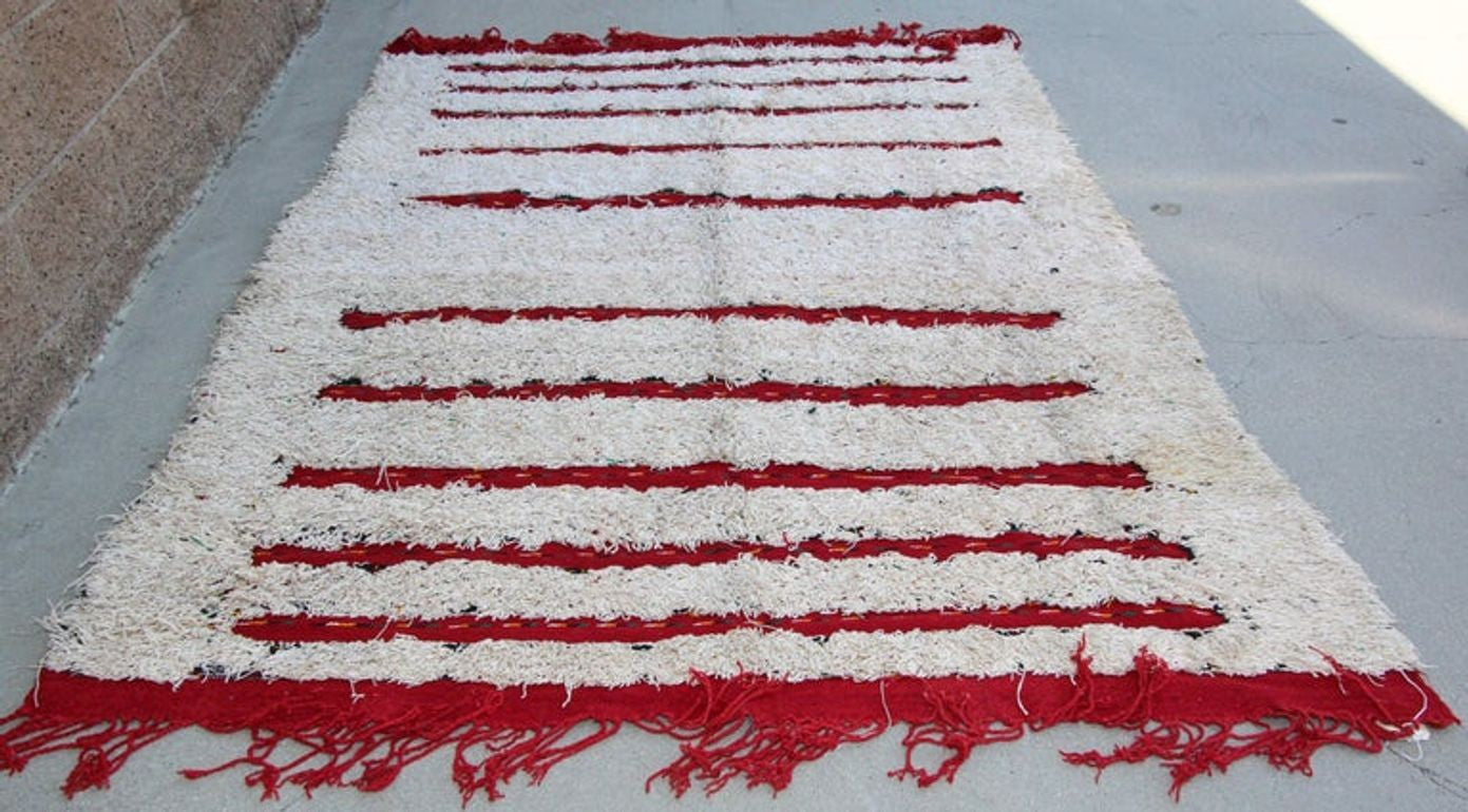 1960s Moroccan Vintage Berber Textile with Sequins North Africa, Handira