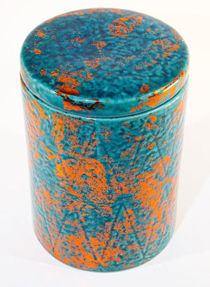 Moroccan Ceramic Blue and Copper Urn with Lid