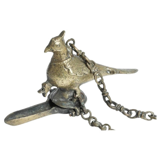 Hanging Bronze Oil Lamp in the Shape of a Bird India