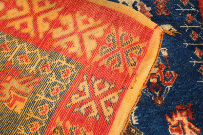 1960s Vintage Moroccan Tribal Rug by Berber Artisans, Indigo & Orange