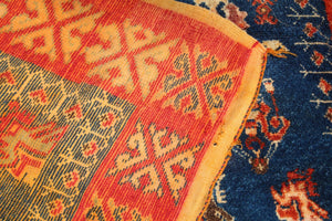 1960s Vintage Moroccan Tribal African Rug Indigo and Burnt Orange