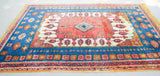 1960s Moroccan Berber Rug in Royal Blue, Pink and Orange Colors