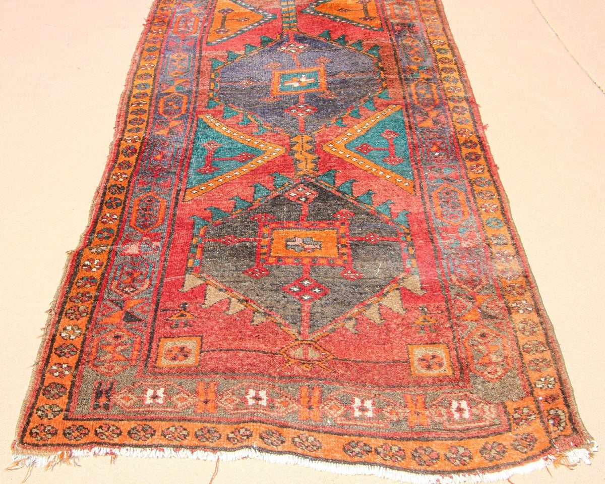 1950s Hand Knotted Vintage Carpet Rug Runner from Turkey — Turkey
