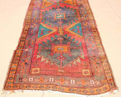 1950s Hand Knotted Vintage Carpet Rug Runner from Turkey — Turkey
