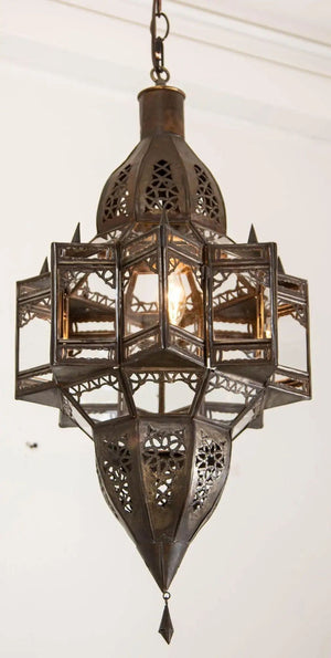 Moroccan Hanging Glass Lantern in Moorish Star Shape
