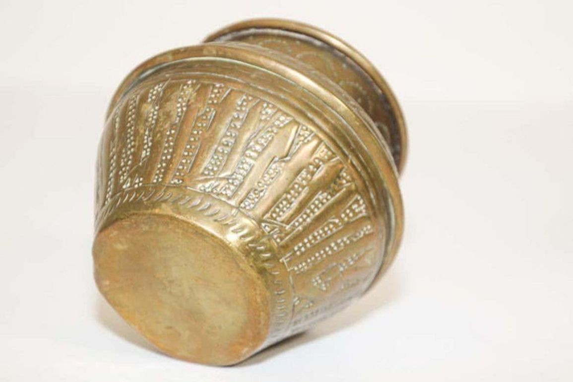 Moorish Hand-Etched Metal Brass Pot