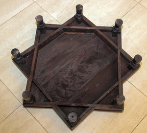 Indian Star Shape Wooden and Brass Low Coffee Table 1950s