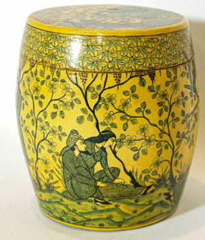 Islamic Kashmir Hand Painted Paper Mache Tea Caddy Storage Box 1950s