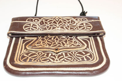 Collectible Vintage Hand-tooled Leather African Berber Tribal Moroccan Bag 1960