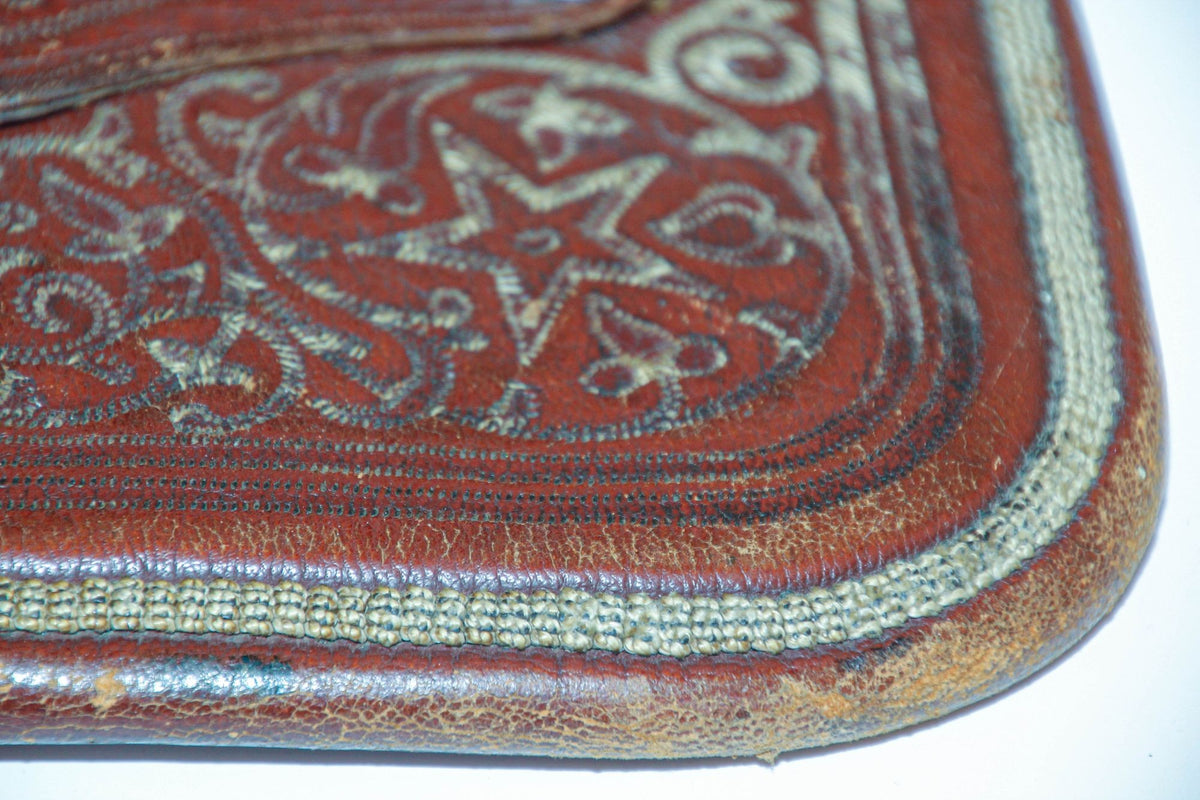 Antique Hand Tooled Leather Moroccan Bag Wall Decor