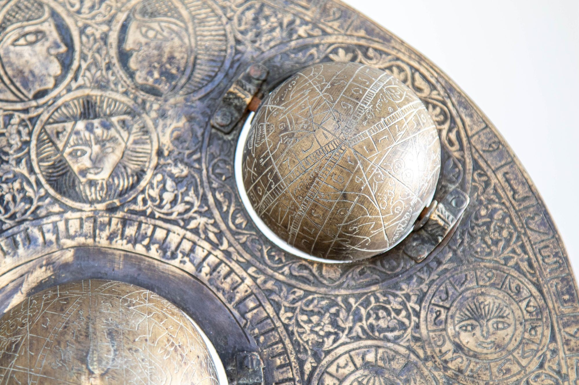 Islamic Cast Bronze Astrolabe with Five Celestial Globes Astronomical Instrument