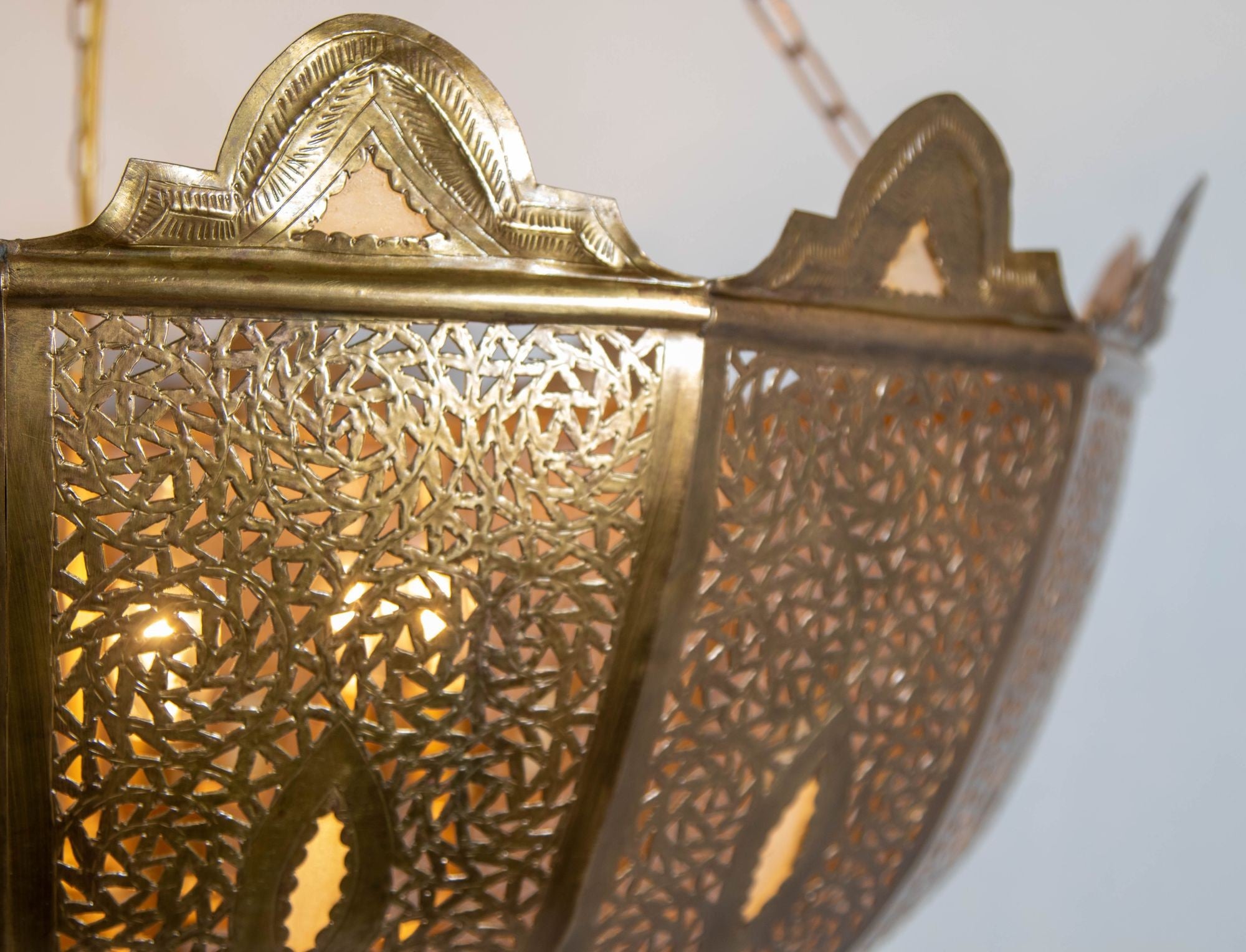 Vintage Large Moroccan Brass Chandelier in Andalus Moorish Style