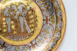 Egyptian Round Brass Tray with Silver and Copper Overlay Wall Hanging 1970