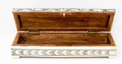 Moorish Islamic Mughal Raj Decorative Vizagapatam Carved Bone Jewelry Box India