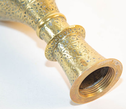 Antique Mughal Engraved Brass Vase, Indo-Persian, 19th Century