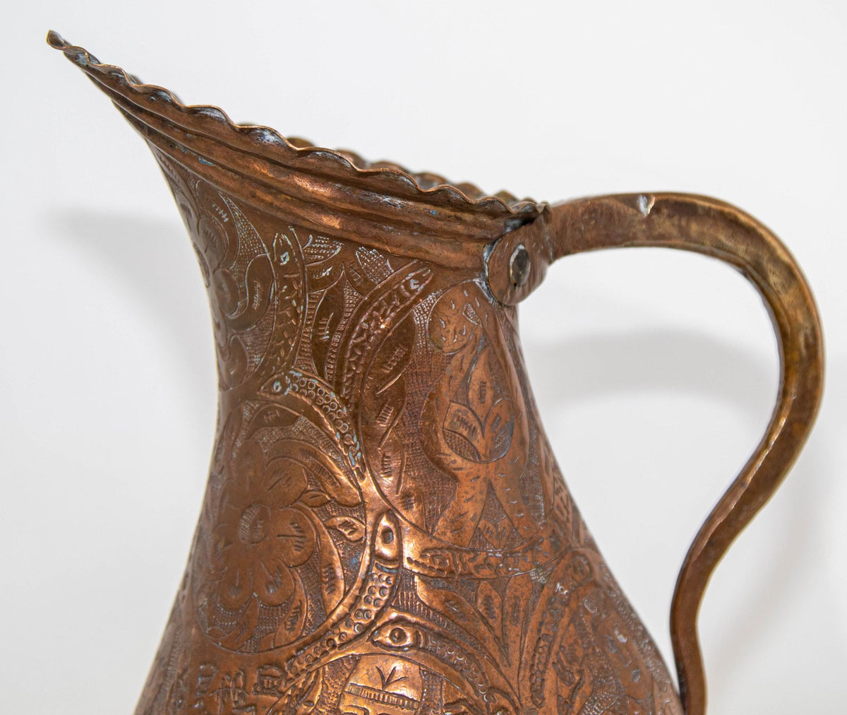 Islamic Persian Copper Pitcher Antique 19th Century Middle Eastern Ewer