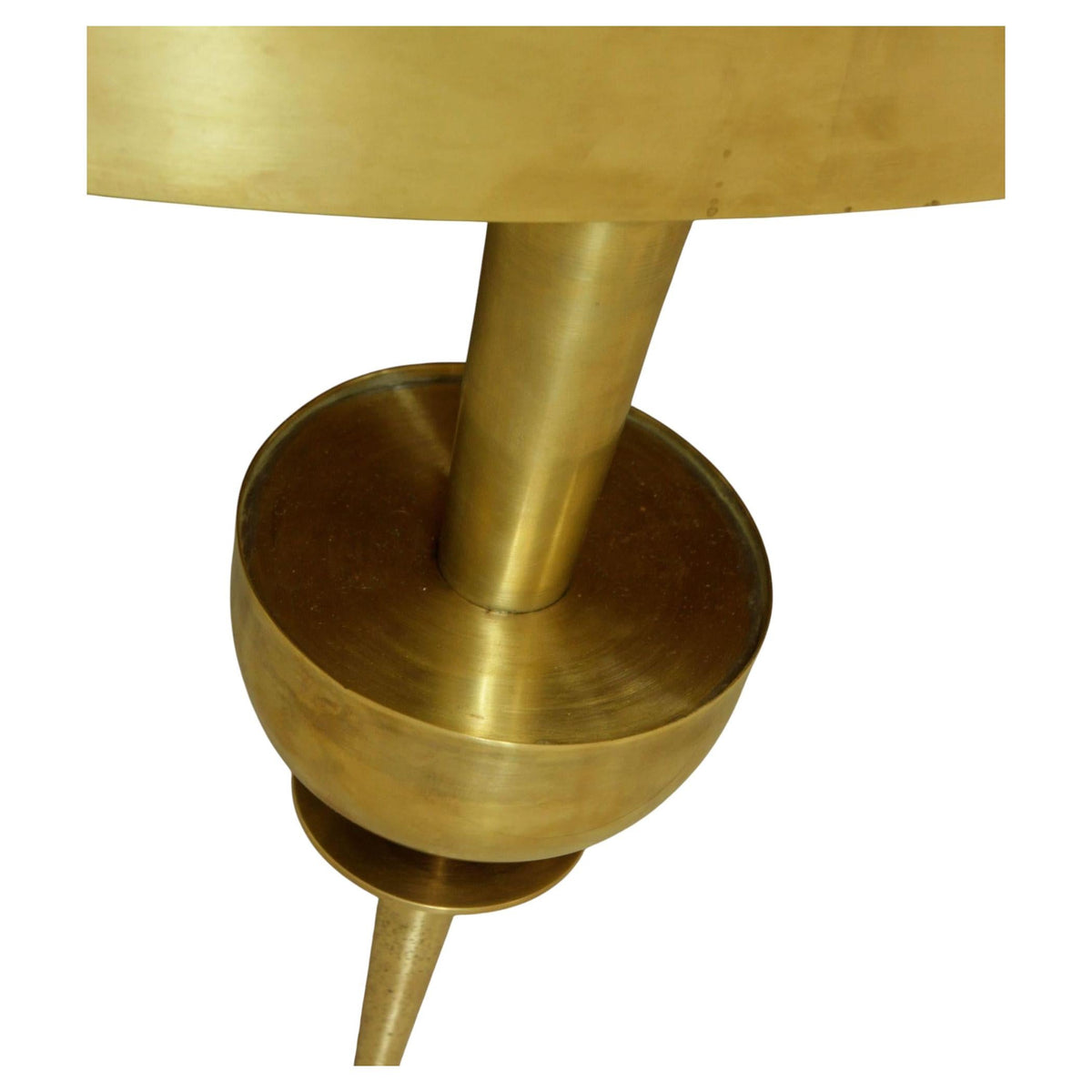 Custom Modernist Art Deco Polished Brass & Green Marble Round Coffee Table, 2010 — detail view 6