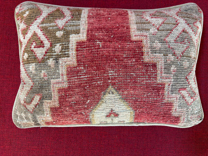 1940s Antique Tabriz Persian Rug Pillow with Geometric Motifs