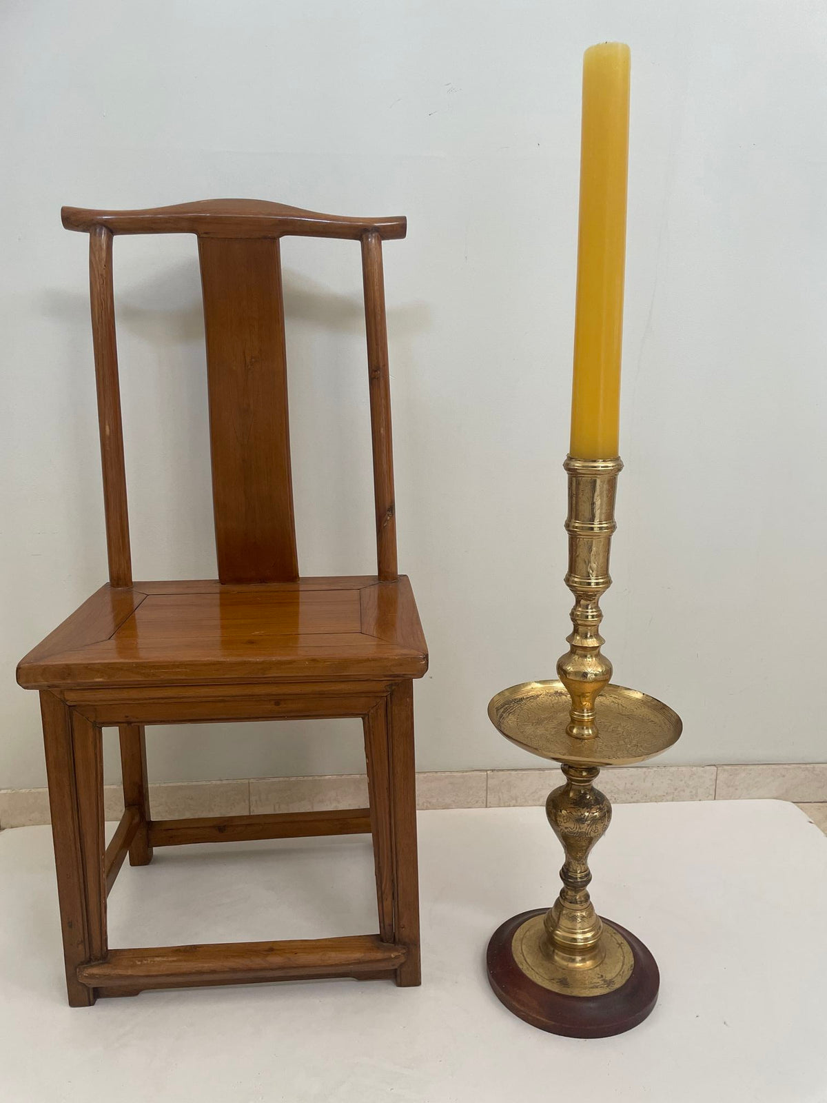 Vintage Moroccan Brass Candle Holder, Handcrafted from the 1950s