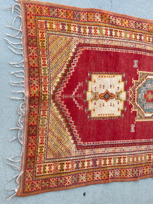Moroccan Vintage Boujad Berber Tribal Rug 1960s