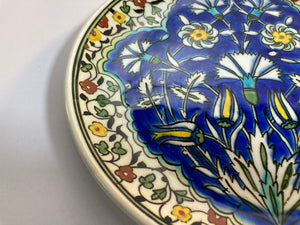 Turkish Ceramic Plate with Hand-painted Iznik Floral Design 1950s