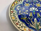 Turkish Ceramic Plate with Hand-painted Iznik Floral Design 1950s