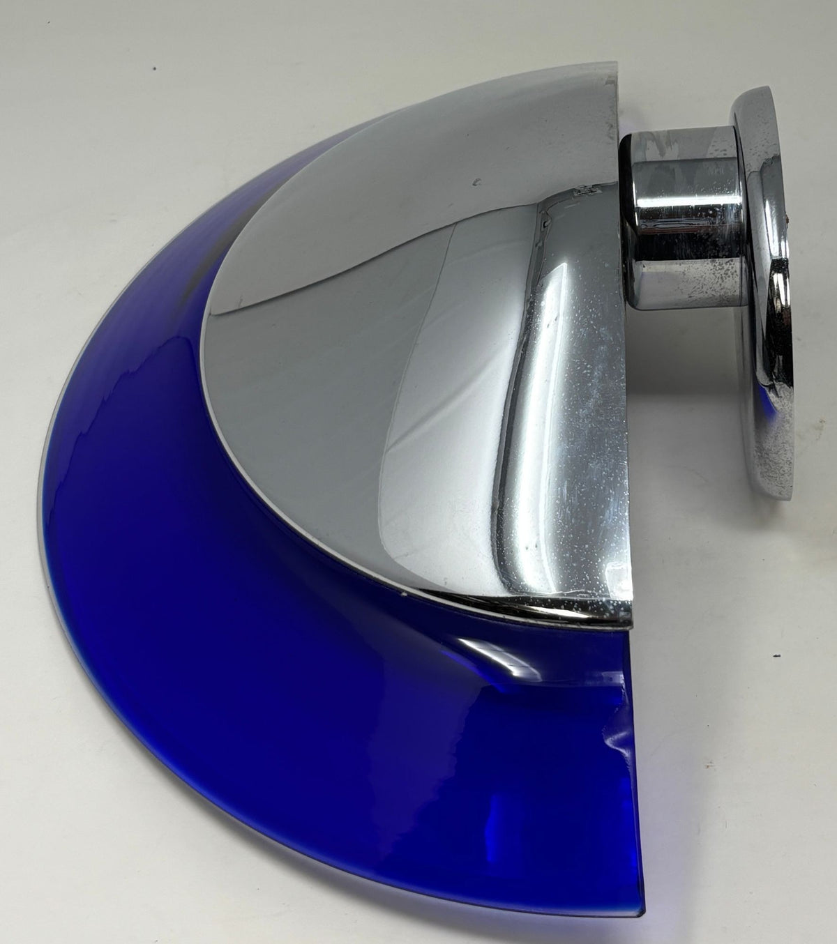 Postmodern Italian Cobalt Blue Murano Glass & Chrome Wall Sconce, 1980s 1 of 7