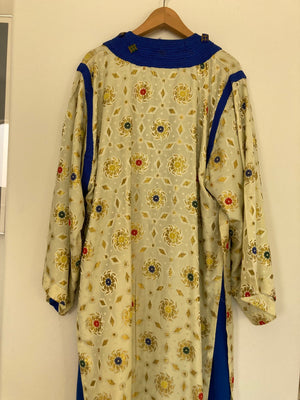 Vintage Moroccan Caftan in Royal Blue And Gold