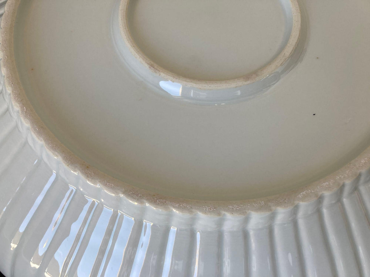 Chinese Asian White Ceramic Platter Bowl Scalloped Huge Heavy 17 in. D. — additional view 10