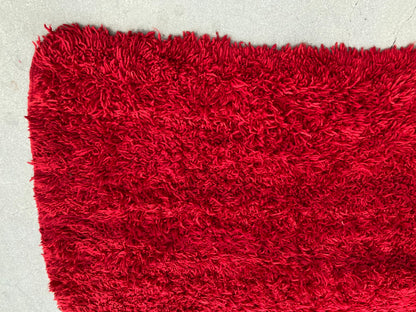 Vintage Moroccan Berber "Bed of Roses" Red Wool Rug, Handwoven, 1960s