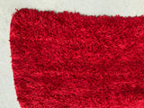 Vintage Red Ethnic Moroccan Fluffy Rug Bed of Roses