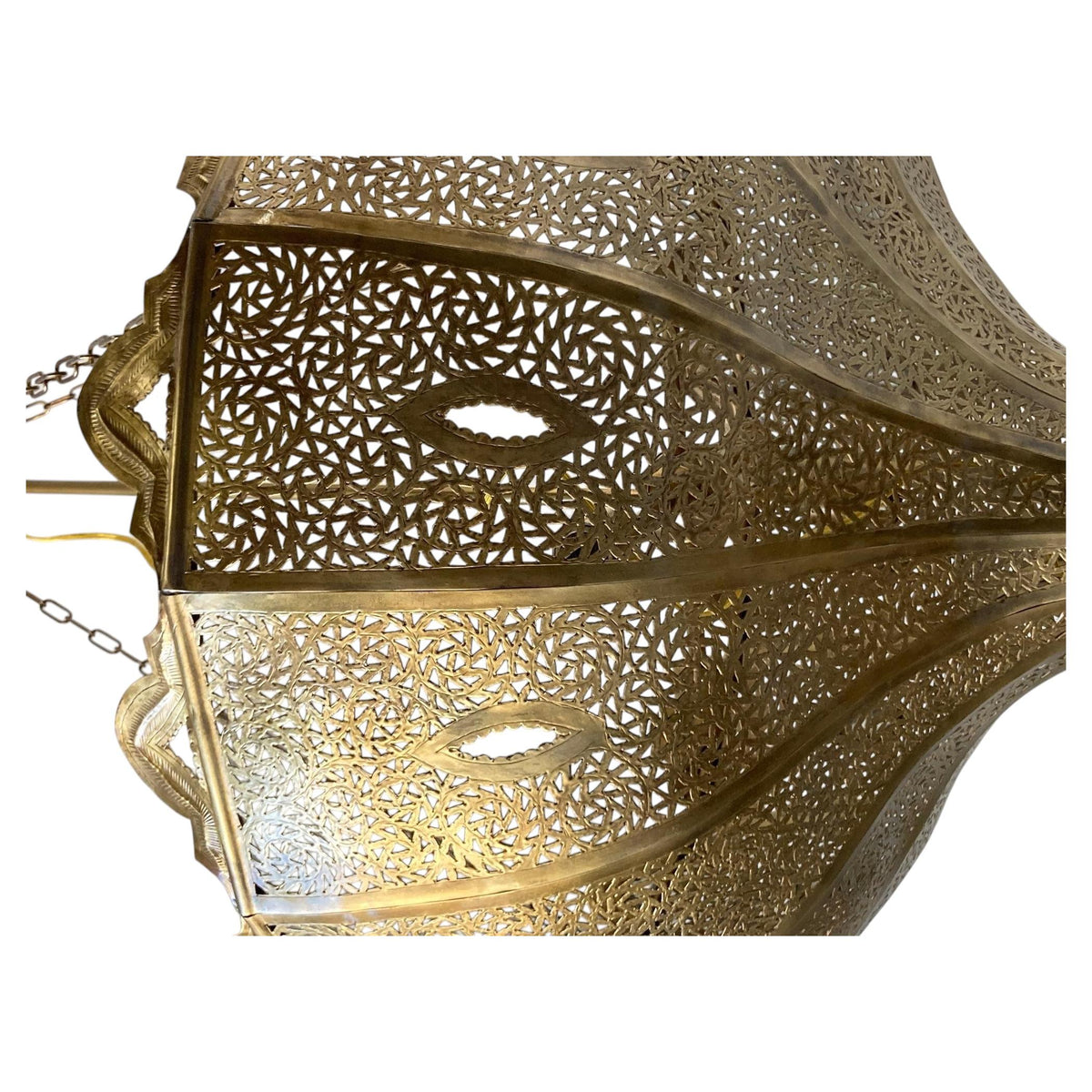 Oversized Moroccan Pierced Brass Filigree Chandelier, Moorish Style — Morocco