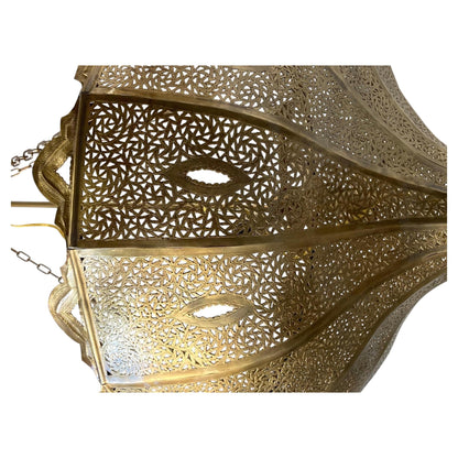 Oversized Moroccan Pierced Brass Filigree Chandelier, Moorish Style — Morocco