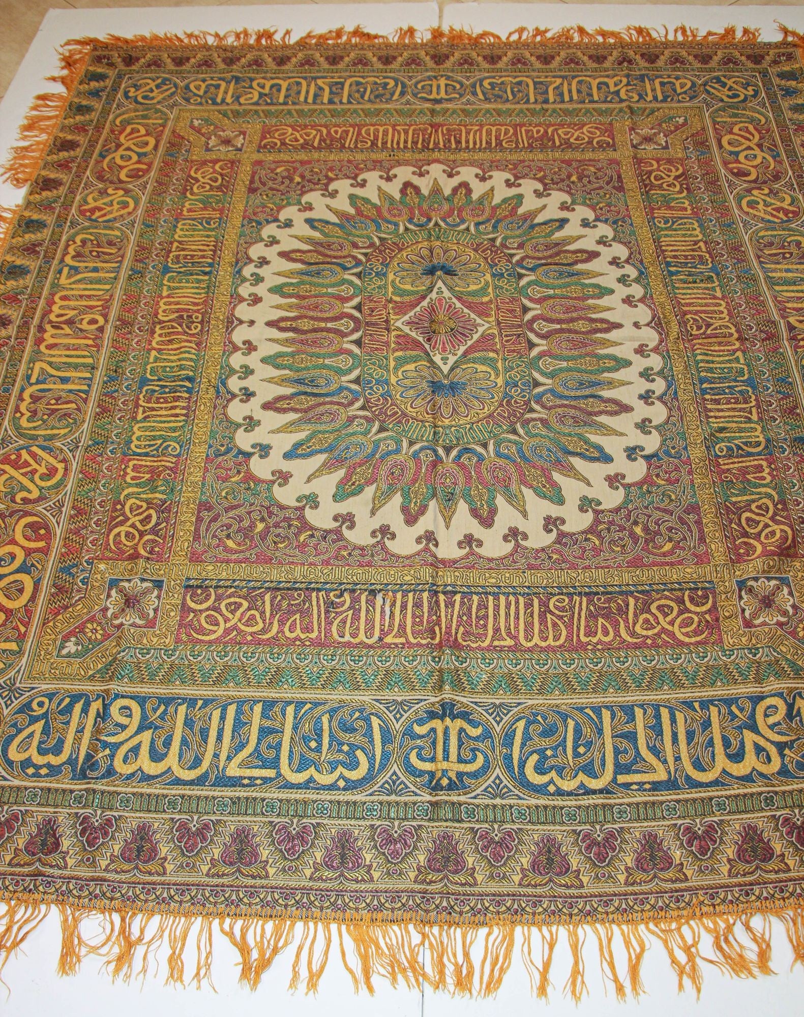 Antique Large Moorish Silk Textile Granada Spain Islamic Art