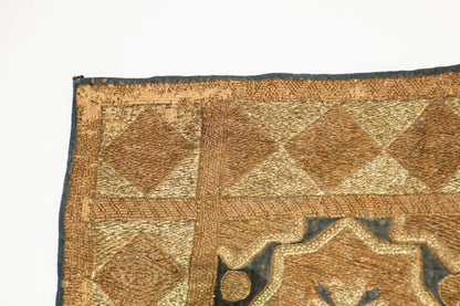 Antique Islamic Art Ottoman Metallic Threads Arched Fragment Textile 19th c.
