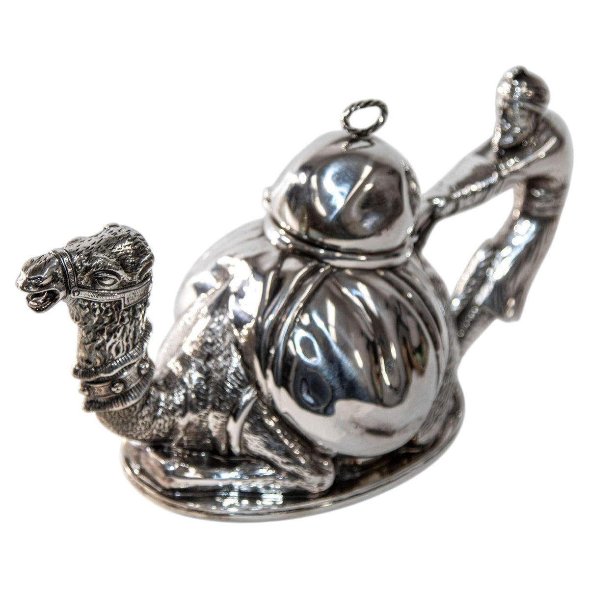 Camel Form "Karawan" Silver-Plated Teapot by Mariage Freres Paris France — detail view 9