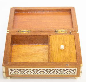 Vintage Spanish Inlaid Marquetry Decorative Music Box Inlaid with White Bone