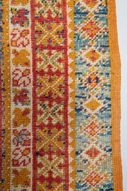 Vintage Moroccan Boujad Berber Rug, Hand-Knotted Wool, Folk Art, 1960s