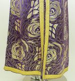 Moroccan Caftan Purple and Gold Damask Embroidered Vintage Kaftan 1960