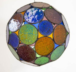 Vintage Large Moroccan Moorish Multi-Color Glass Orb Lantern