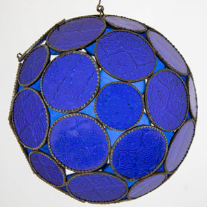 Vintage Moroccan Royal Blue Moorish Glass Orb Glass Lantern