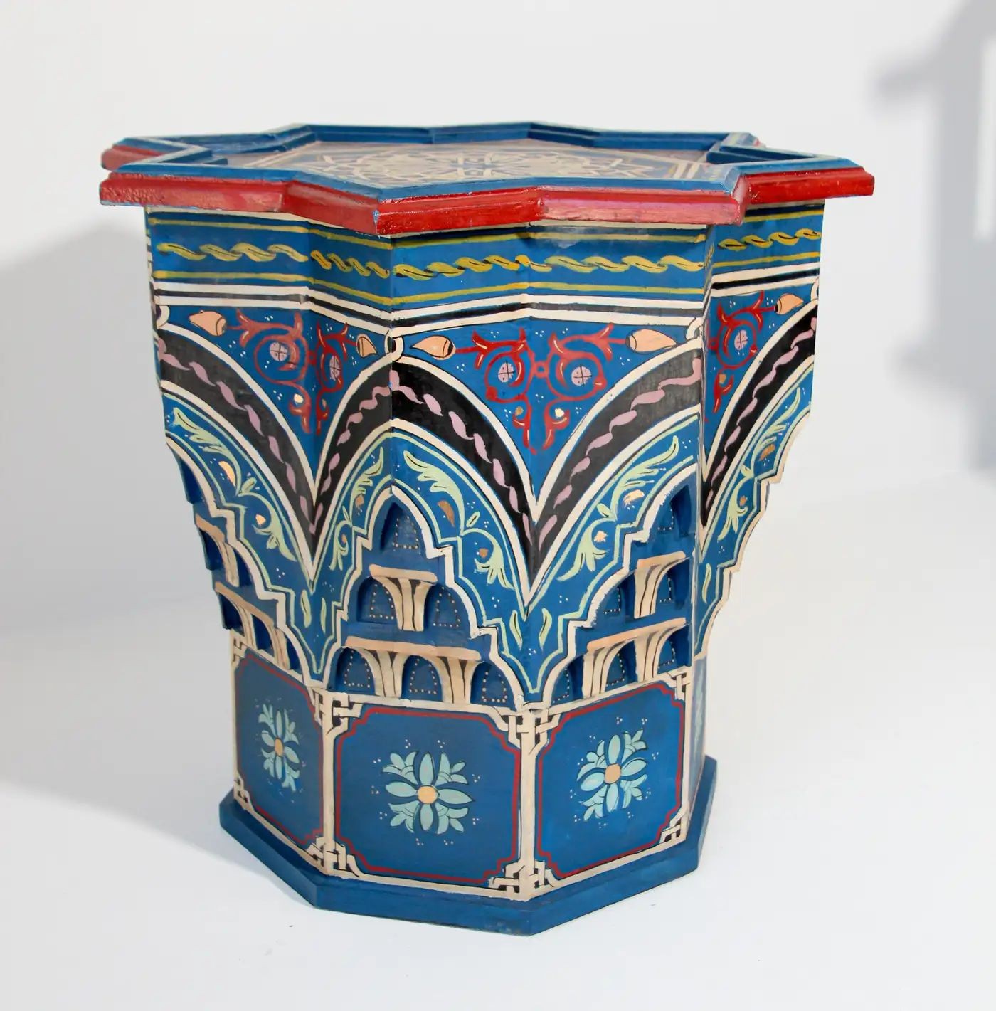 Moroccan Moorish Star Shape Blue Side Table 1960s